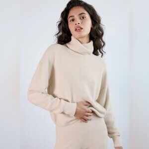 Aritzia Wilfred Free Hush Knit Turtleneck Sweater in Cream White Women's 2XS